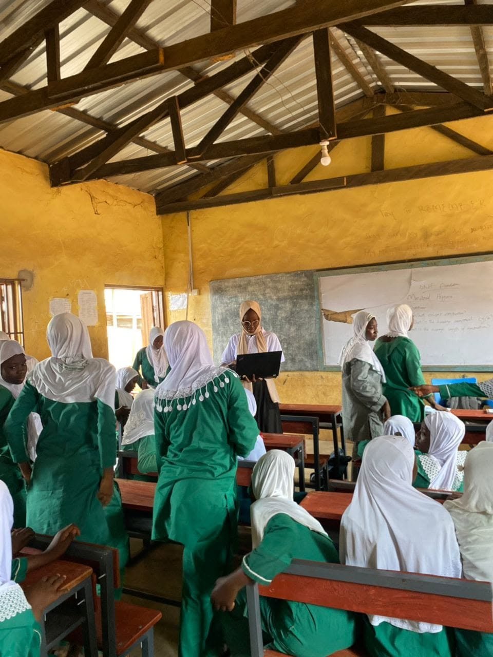 Small-group learning during the menstrual-health session.