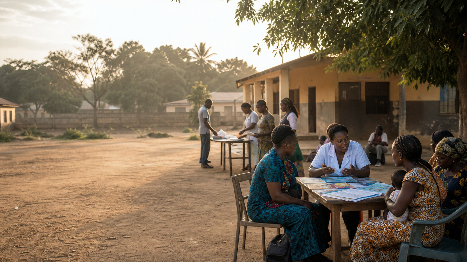 Editorial photograph representing community health and learning service in Ghana