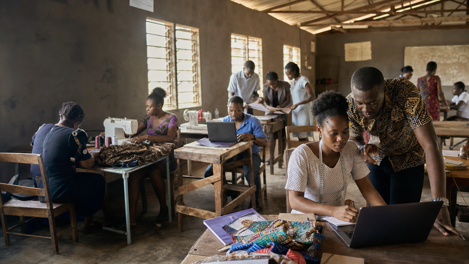 Editorial photograph representing practical skills and enterprise learning in Ghana